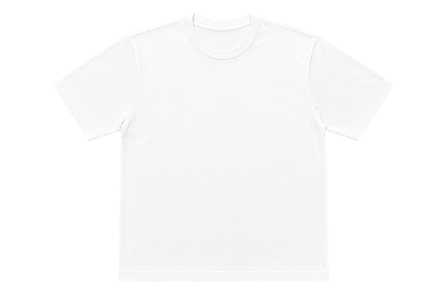Blank white short-sleeve crewneck T-shirt laid on the heat press
